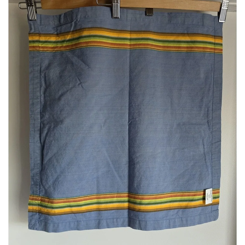 Crate & Barrel Cloth Napkin Set of 4 Blue Orange Yellow Green Brown Multicolor